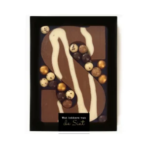 Sinterklaas letter S zebra wit/melk met crispybollen